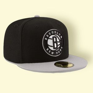 Mens Brooklyn Nets Hat Baseball Cap Black 7 1/4 Fitted 59Fifty NBA New Era 2Tone